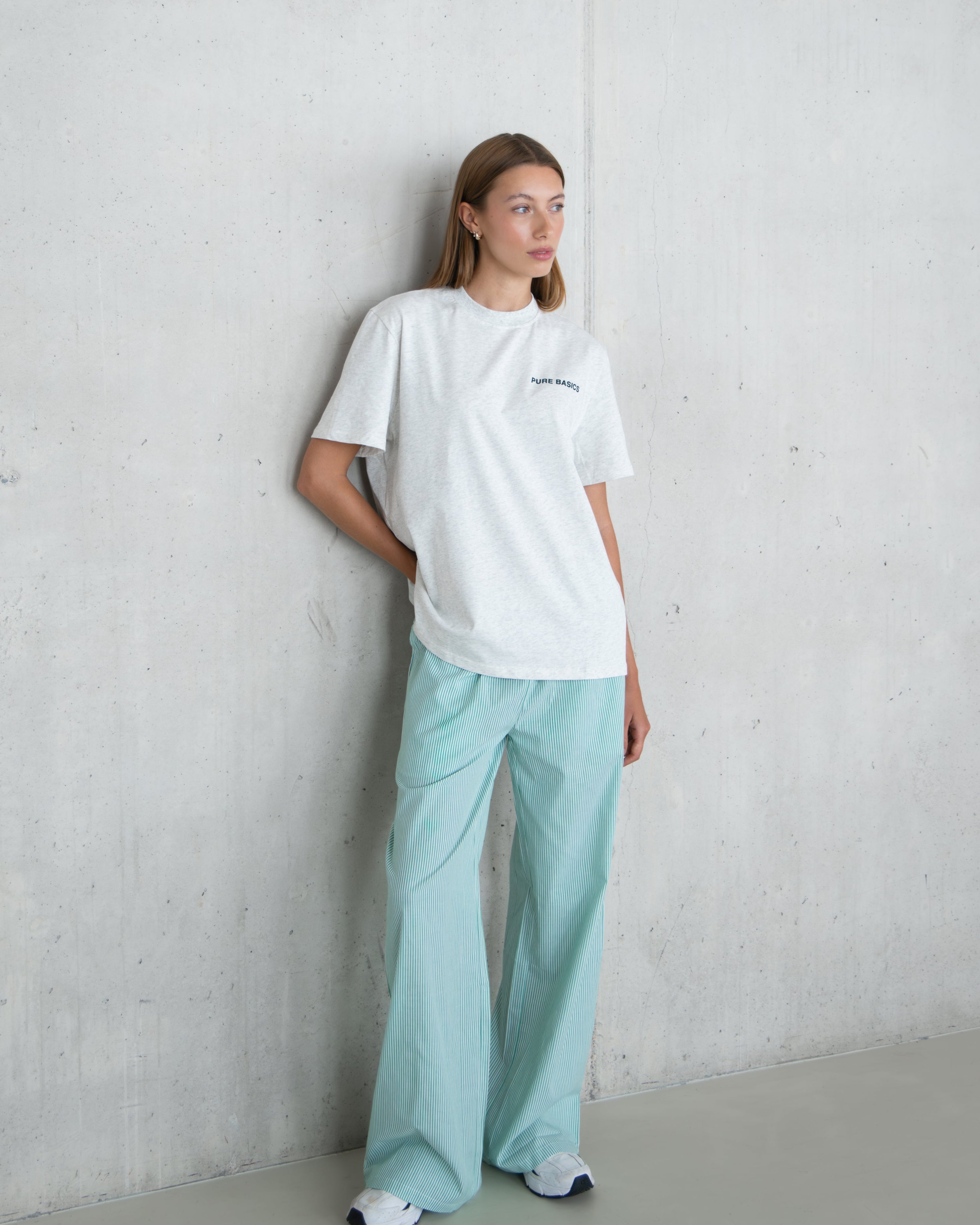 Striped Cotton Pants Green