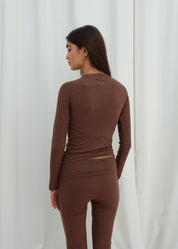 Brown Long Sleeve Rib