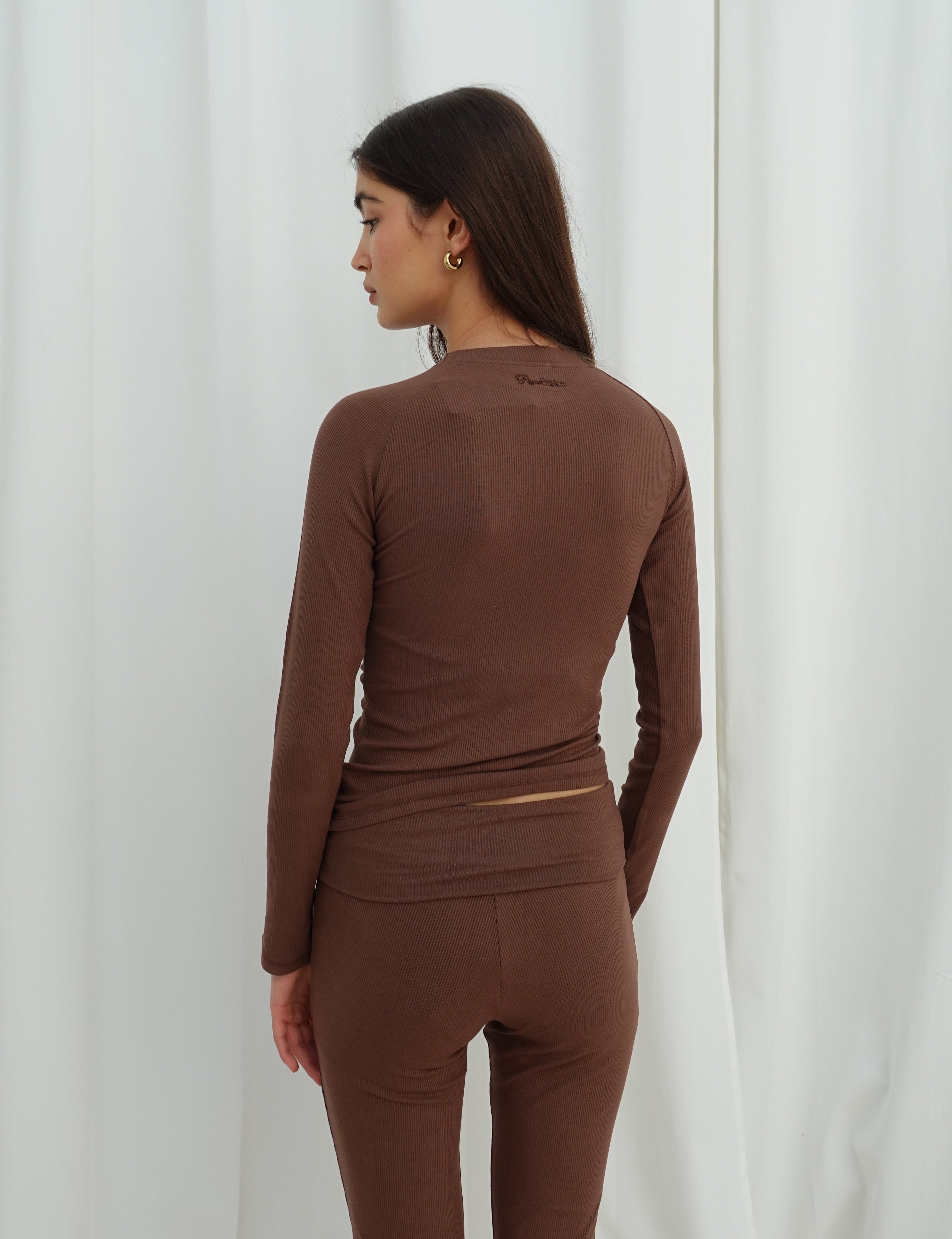 Brown Long Sleeve Rib