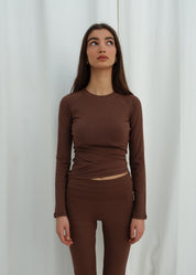 Brown Long Sleeve Rib