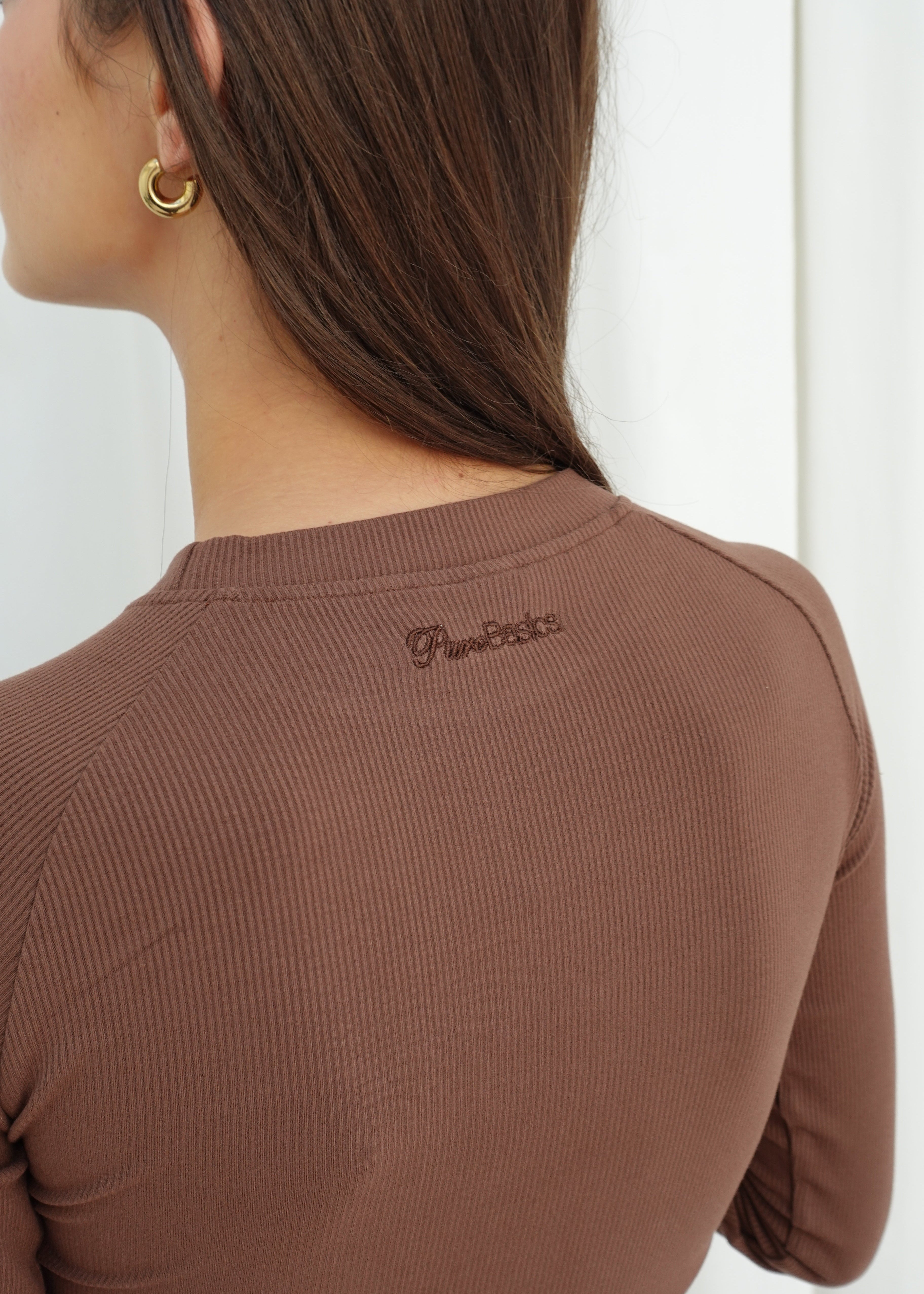 Brown Long Sleeve Rib