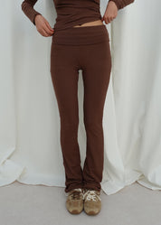 Rib Fold Over Pants Brown 1