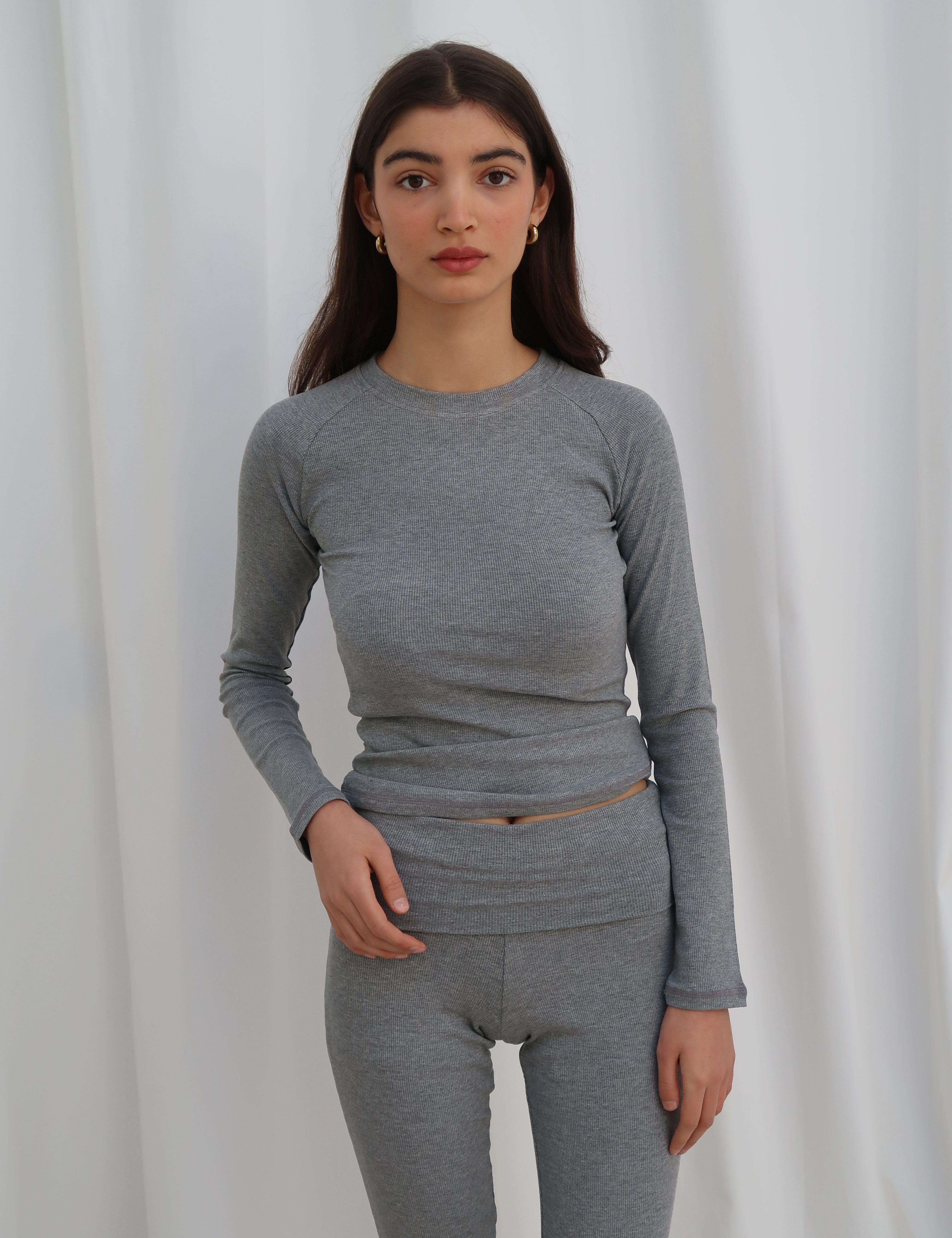 Rib Long Sleeve Grey 1