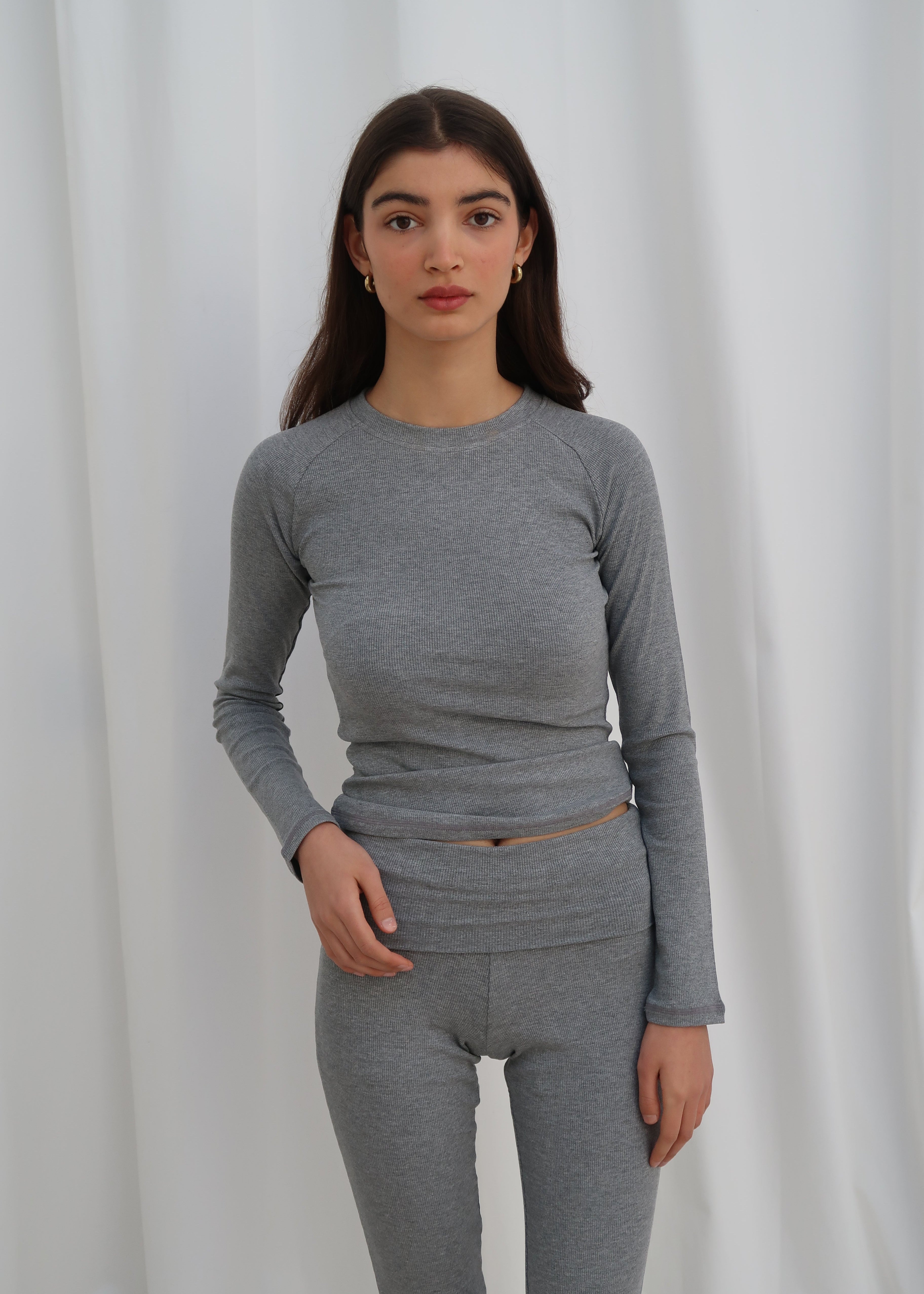 Rib Long Sleeve Grey 1