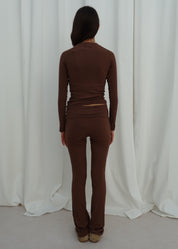 Rib fold over pants brown 