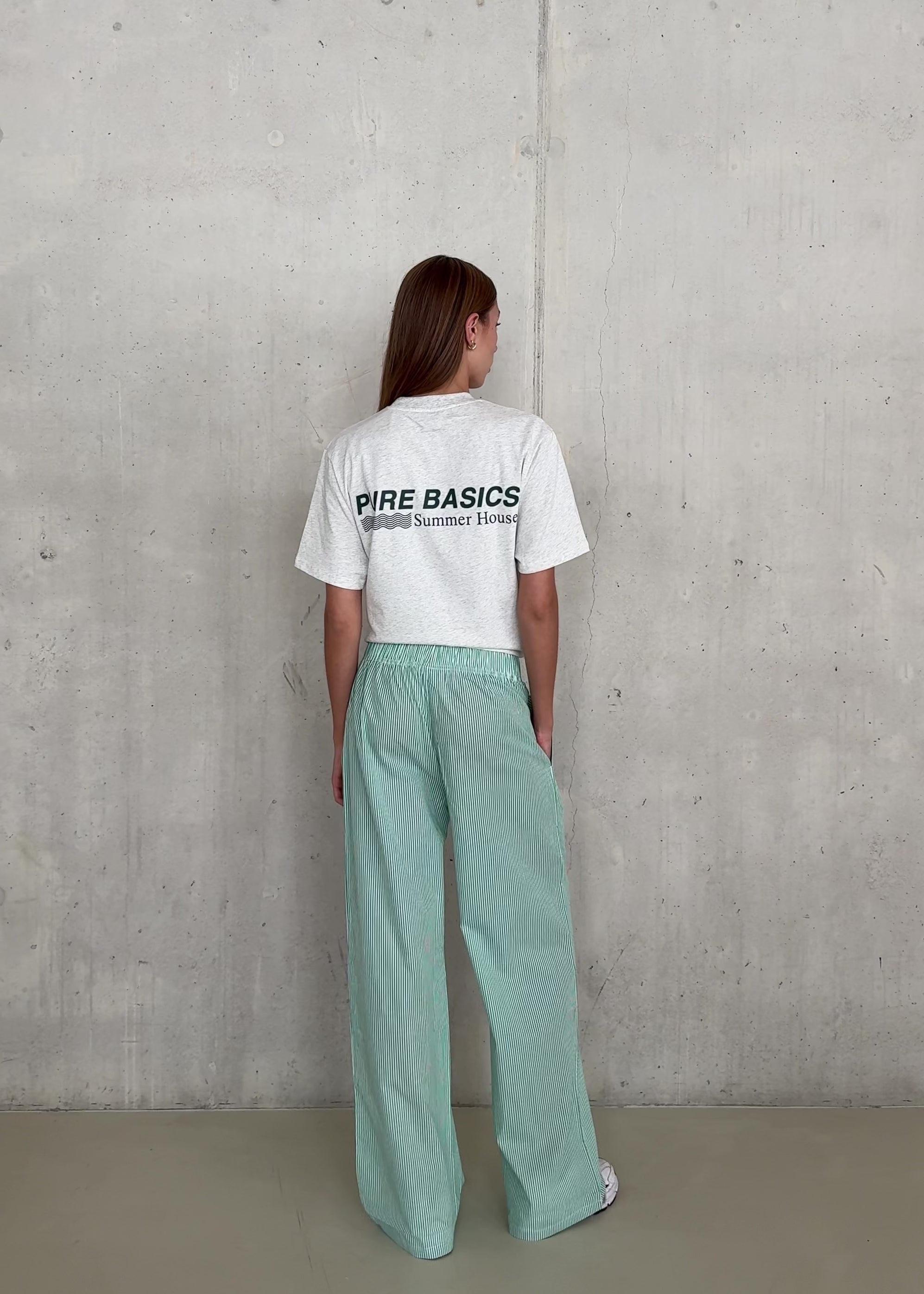 Striped Cotton Pants - Green