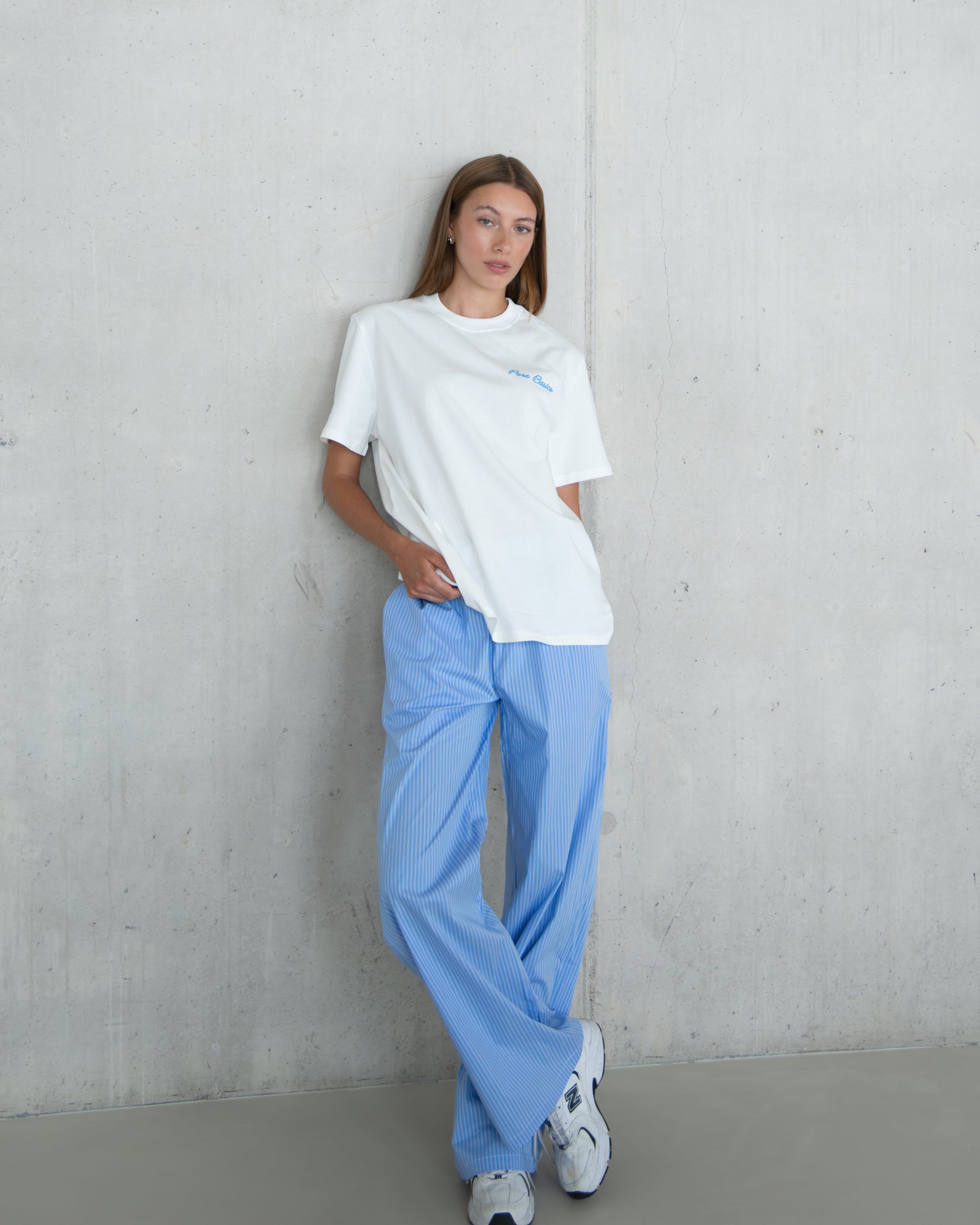 Striped Cotton Pants - Ocean Blue