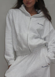 Oversized Full Zip Hoodie - Light Grey